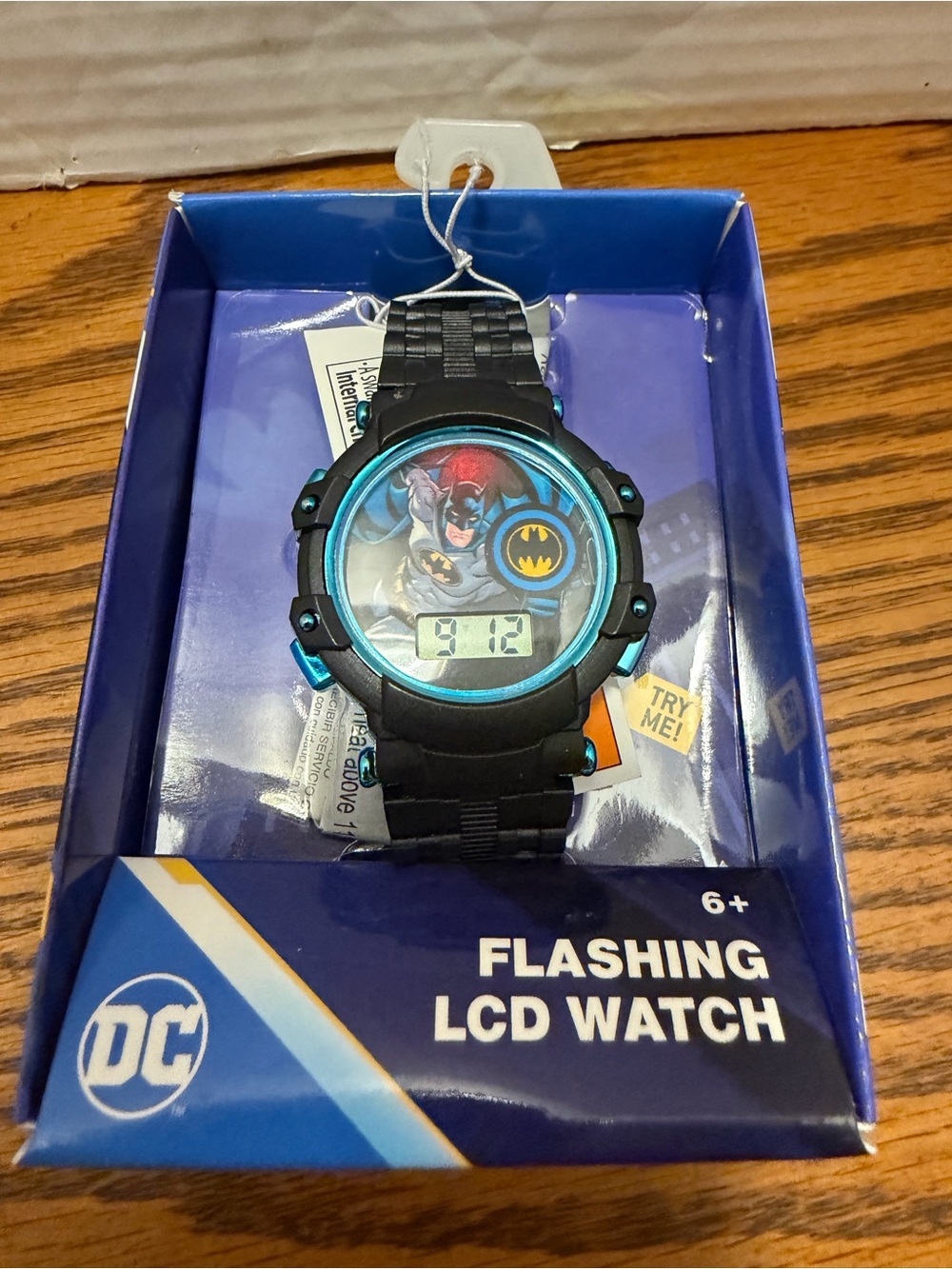 DC Batman Kids Black and Blue Flashing LCD Watch